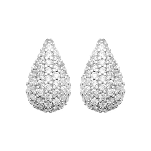 Sterling Silver CZ Teardrop Stud Earrings