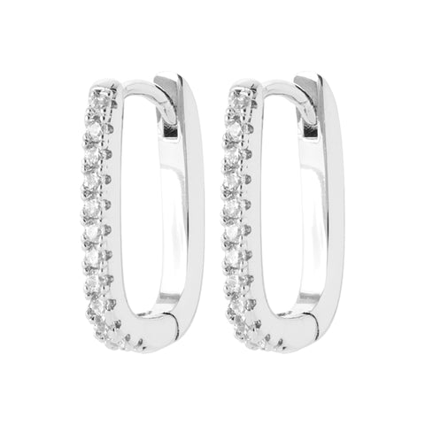Sterling Silver Claw Set CZ Hoop Earrings