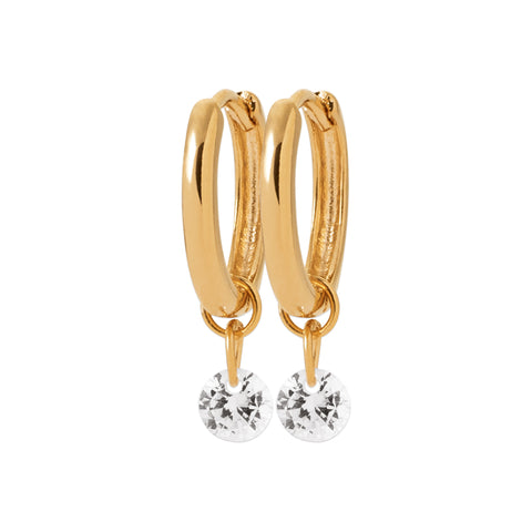 18ct Yellow Gold Plated Hoop Earrings With CZ Drop
