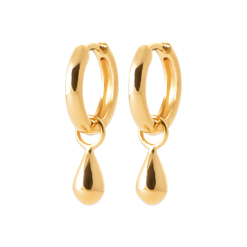 18ct Yellow Gold Plated Hoop Earrings With Teardop