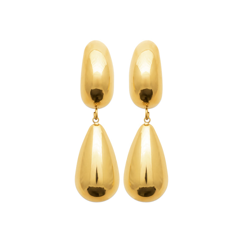 Gold Plated Stainless Steel Teardrop Stud Earrings