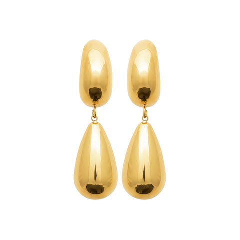 Gold Plated Stainless Steel Teardrop Stud Earrings