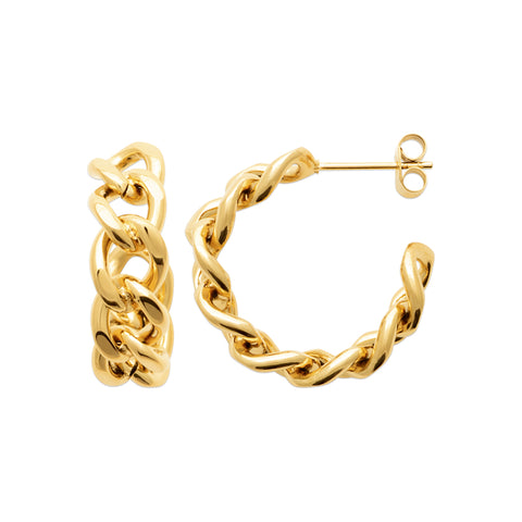 Gold Plated Stainless Steel Loop Link Earrings