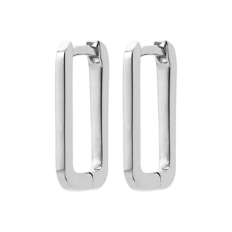 Sterling Silver Square Tube Hoop Earrings