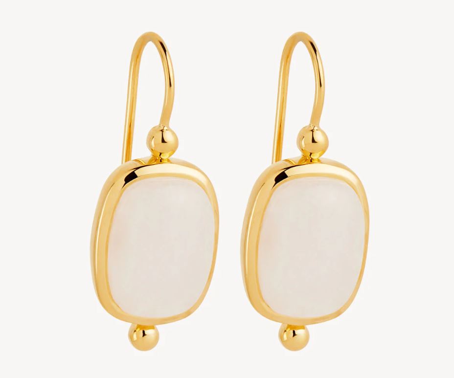 Najo Fleur Rainbow Moonstone Earrings Gold