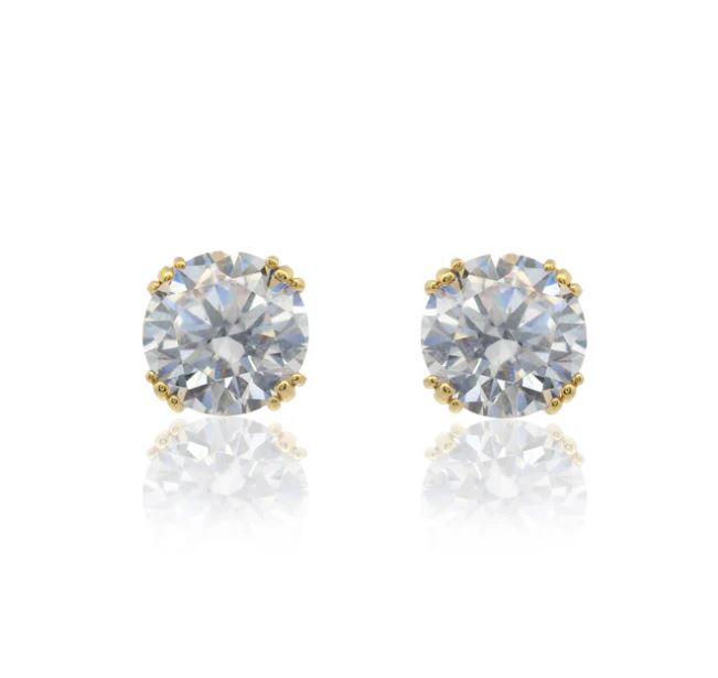 Georgini Elegant Essentials 6.5mm Round Hidden Halo Gold Stud