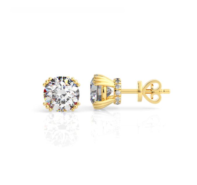 Georgini Elegant Essentials 6.5mm Round Hidden Halo Gold Stud