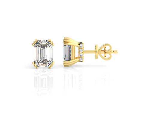 Georgini Elegant Essentials 7mm Emerald Cut Hidden Halo Gold Stud