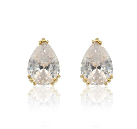 Georgini Elegant Essentials 7mm Pear Cut Hidden Halo Gold Stud