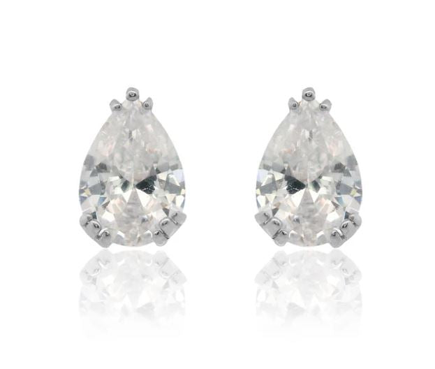 Georgini Elegant Essentials 7mm Pear Cut Hidden Halo Silver Stud