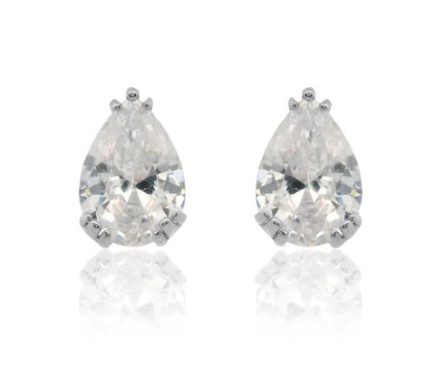 Georgini Elegant Essentials 7mm Pear Cut Hidden Halo Silver Stud