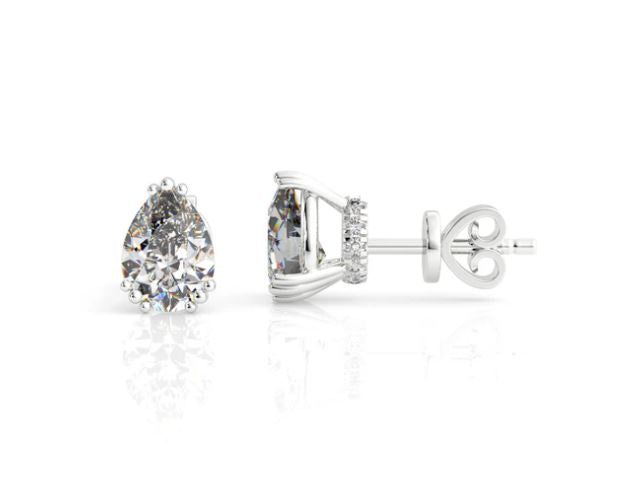 Georgini Elegant Essentials 7mm Pear Cut Hidden Halo Silver Stud