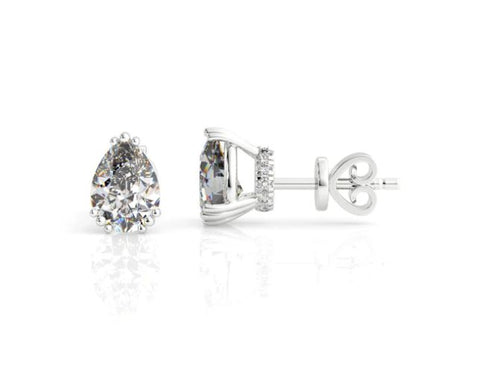 Georgini Elegant Essentials 7mm Pear Cut Hidden Halo Silver Stud