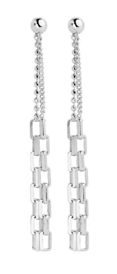Najo Stardust Double Chain and Link Earrings Silver