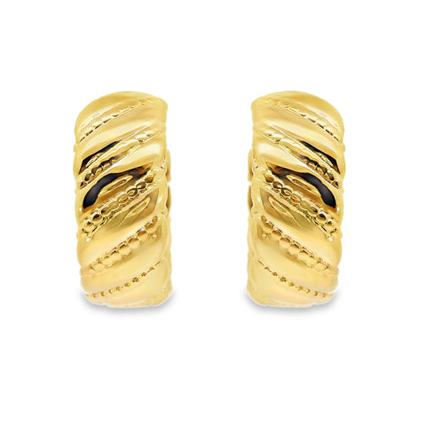 AIME-TOI Gold Plated Patterned Hoop Earrings