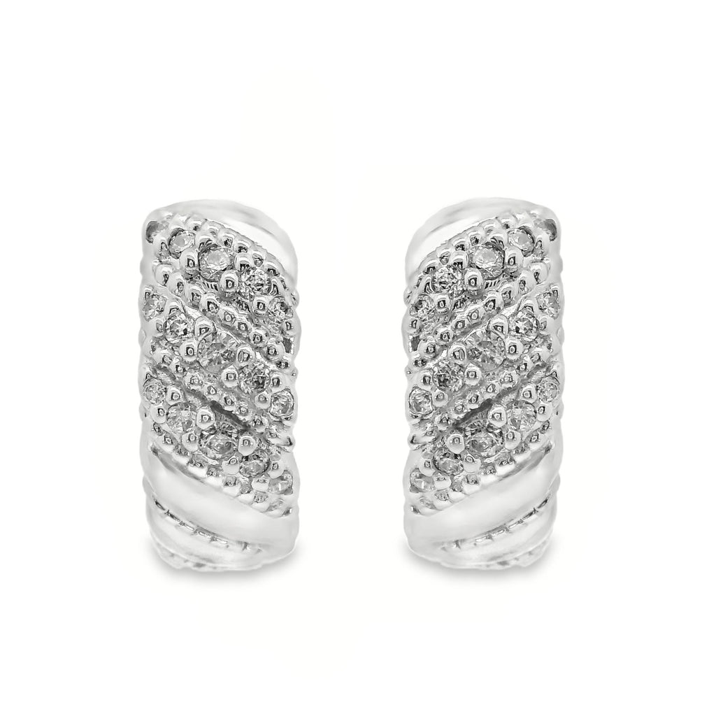 AIME-TOI Sterling Silver Stone Set Hoops