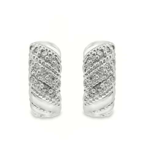 AIME-TOI Sterling Silver Stone Set Hoops