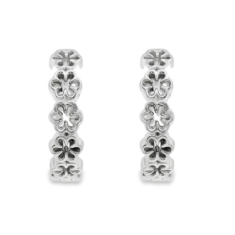 AIME-TOI Sterling Silver Flower Hoop Earrings