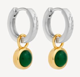 Najo Solace 2-Tone Green Onyx Huggie Earring
