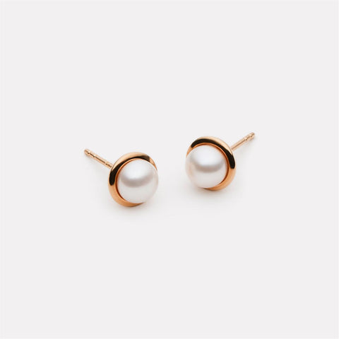 Najo Moonbeam Pearl Stud Earrings Rose