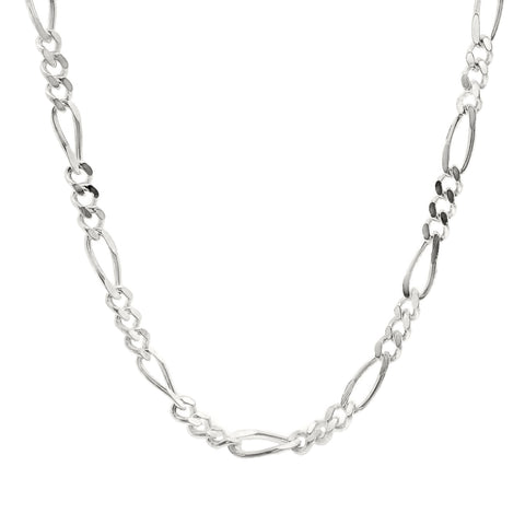 Sterling Silver Diamond Cut Figaro Link 1+3 Chain 1.9mm 50cm