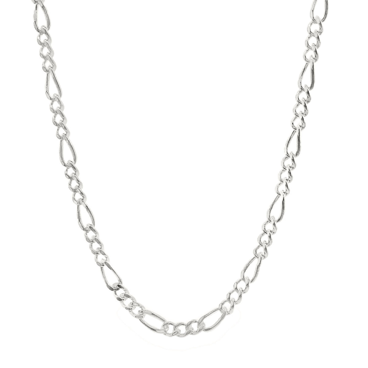 Sterling Silver Diamond Cut Figaro Link 1+3 Chain 1.4mm 40cm