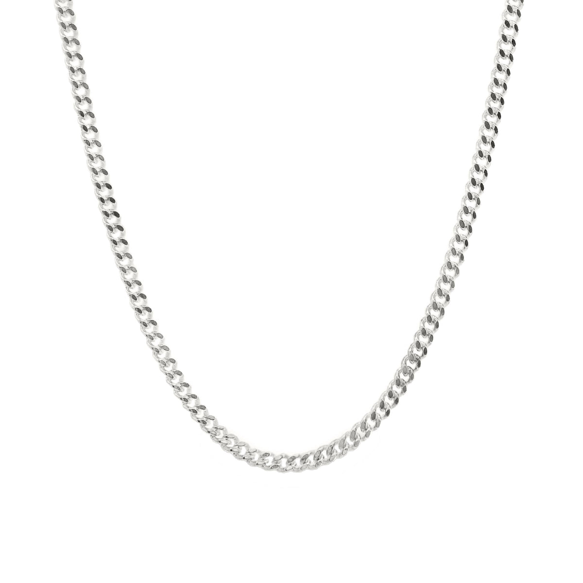 Sterling Silver Diamond Cut Curb Link Chain 1mm 40cm