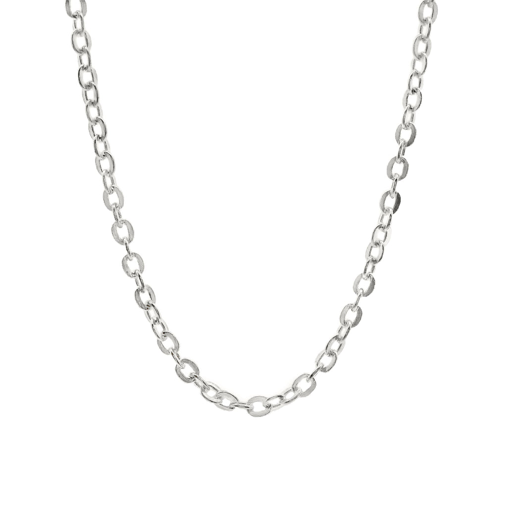 Sterling Silver Hammered Trace Link Chain 1.2mm 40cm