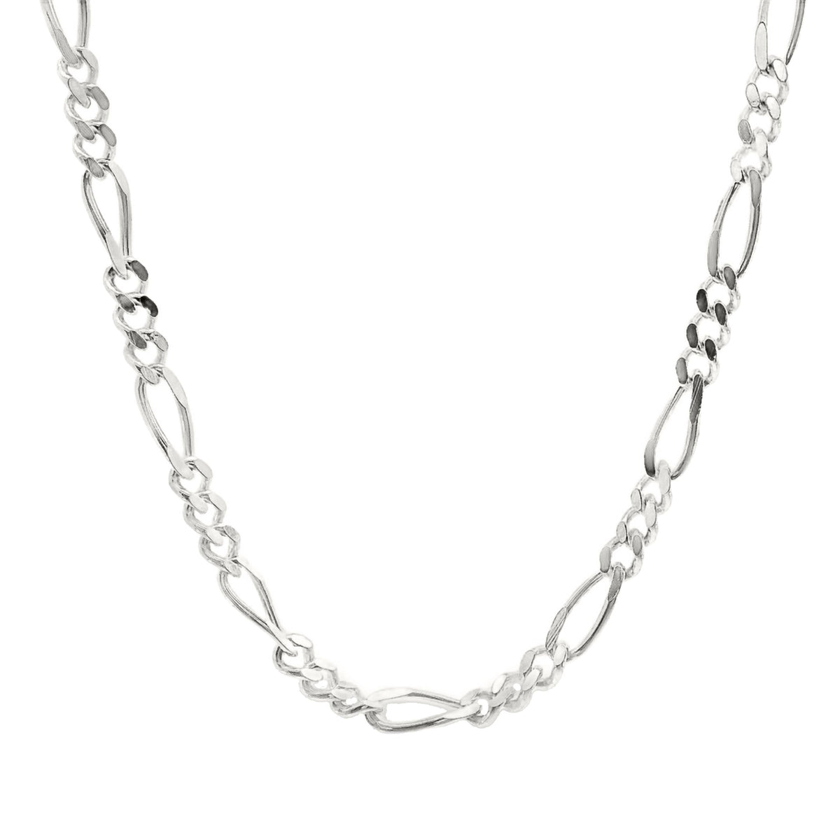 Sterling Silver Diamond Cut Figaro Link 1+3 Chain 1.9mm 40cm