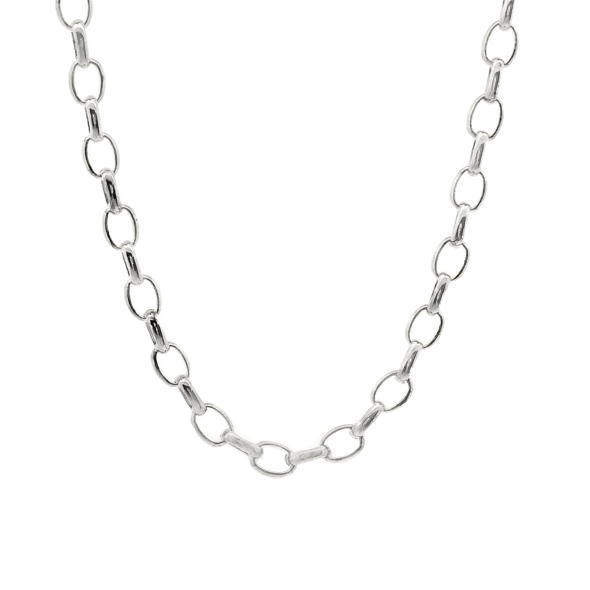 Sterling Silver Oval Belcher Link Chain 2.4mm 40cm