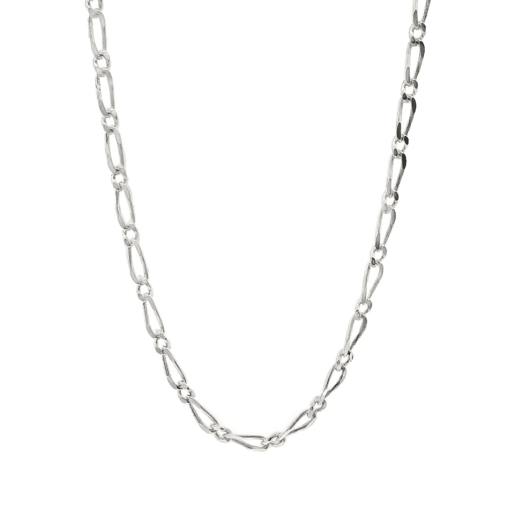 Sterling Silver Diamond Cut Figaro Link 1+1 Chain 1.4mm 45cm