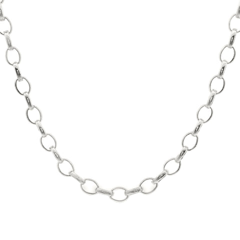 Sterling Silver Oval Belcher Link Chain 2mm 45cm