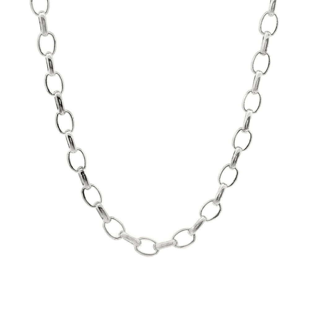 Sterling Silver Oval Belcher Link Chain 2.4mm 45cm