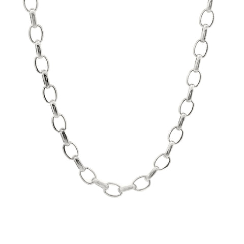 Sterling Silver Oval Belcher Link Chain 2.4mm 45cm