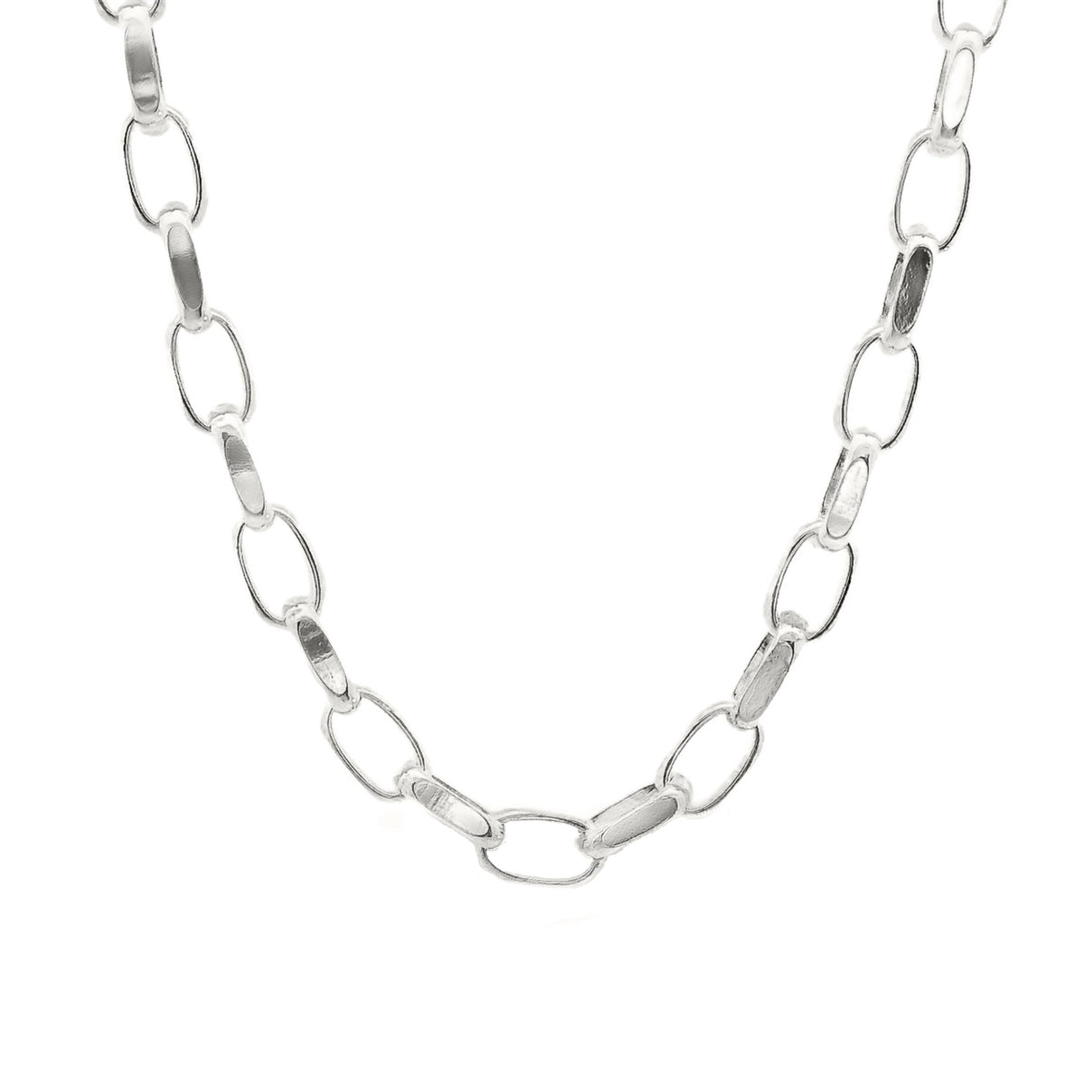Sterling Silver Diamond Cut Oval Belcher Link Chain 2.4mm 50cm
