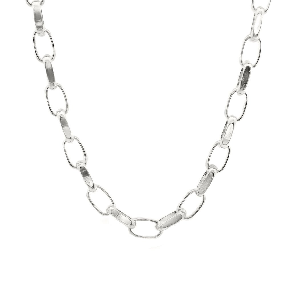 Sterling Silver Diamond Cut Oval Belcher Link Chain 2.4mm 50cm