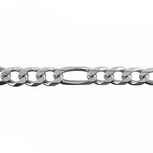 Sterling Silver Bevelled Diamond Cut Figaro Chain 60cm