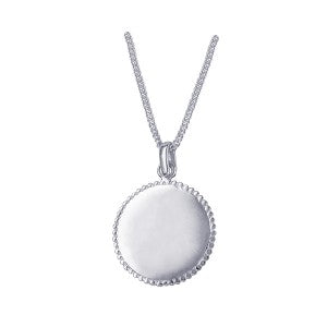Sterling Silver Rope Edge Disc Pendant With Chain