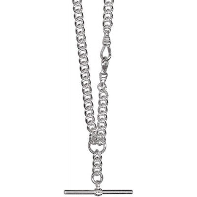 Sterling Silver Round Curb Link Fob Chain 50cm