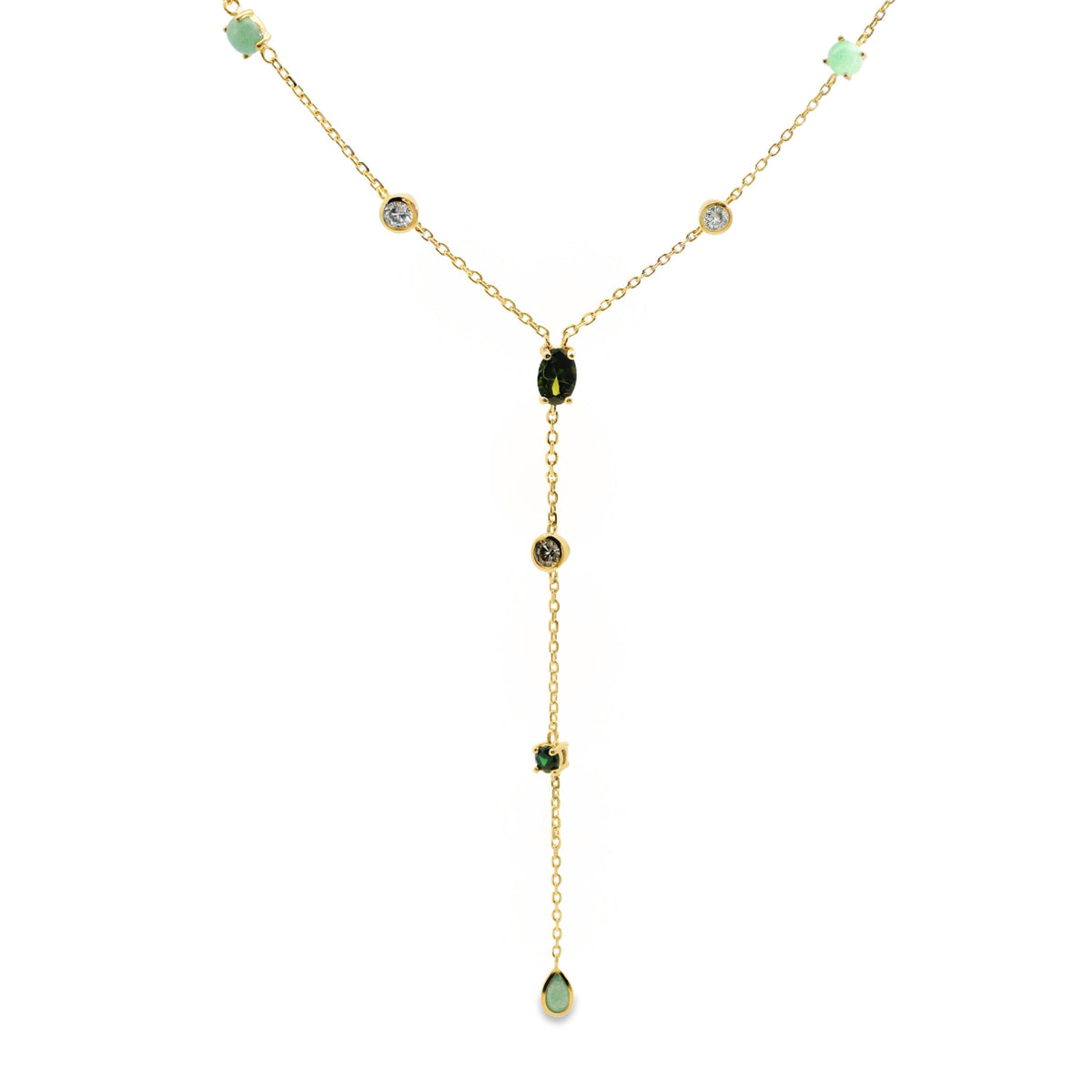 AIME-TOI 18ct Gold Plated Synthetic Gemstone Detailed Drop Necklace