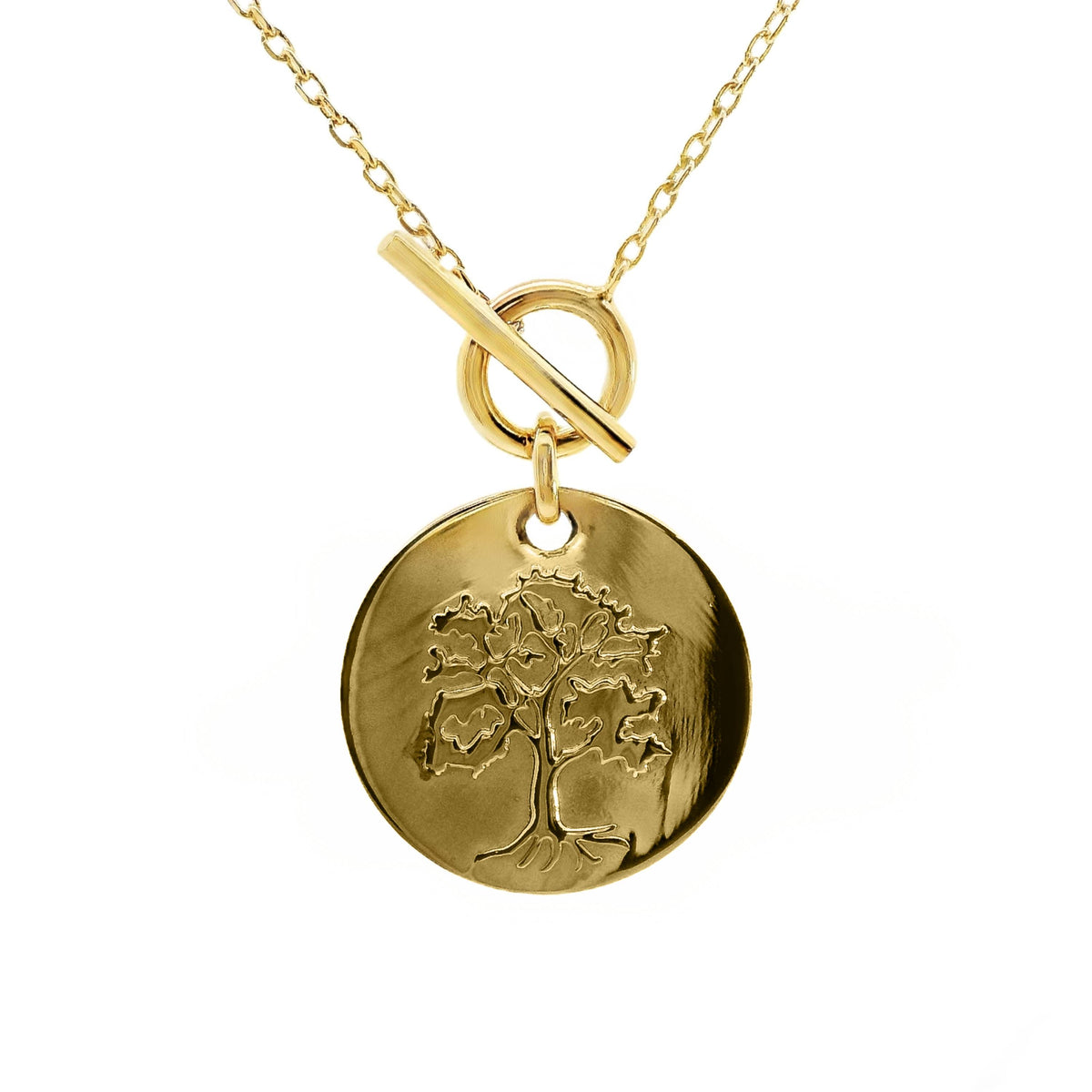 Aime-Toi 18ct Gold Plated Disc With Tree And Fob Necklace