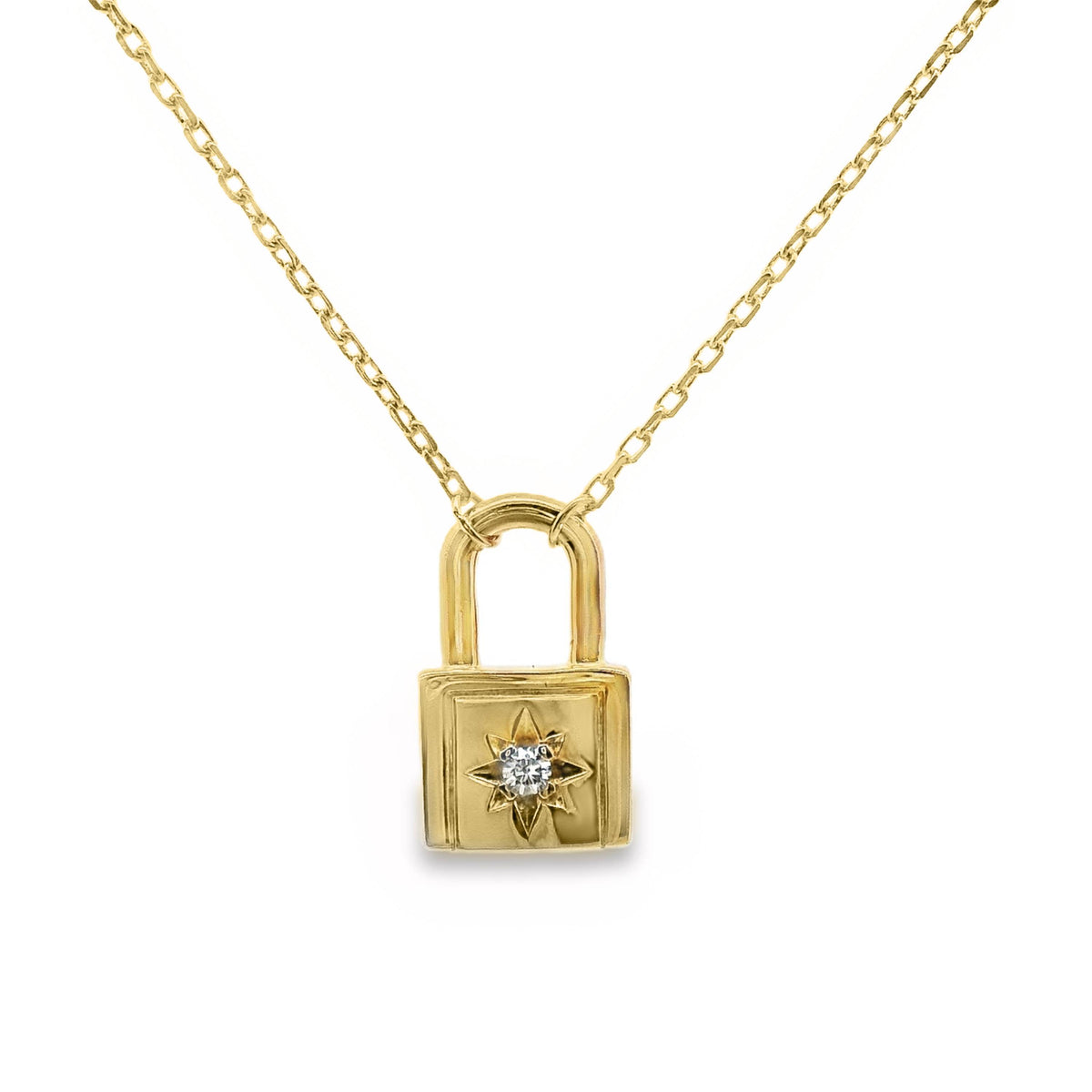 Aime-Toi Padlock With Cubic Zirconia Starburst Necklace