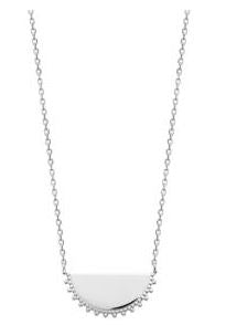 Aime-Toi Sterling Silver Beaded Edge Half Disc Necklace