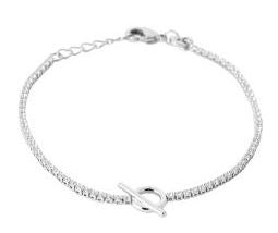 Aime-Toi Cubic Zirconia Tennis Chain With Fob Necklace