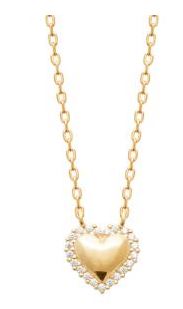 Aime-Toi 18ct Gold Plated Heart With Cubic Zirconia Set Border Necklace