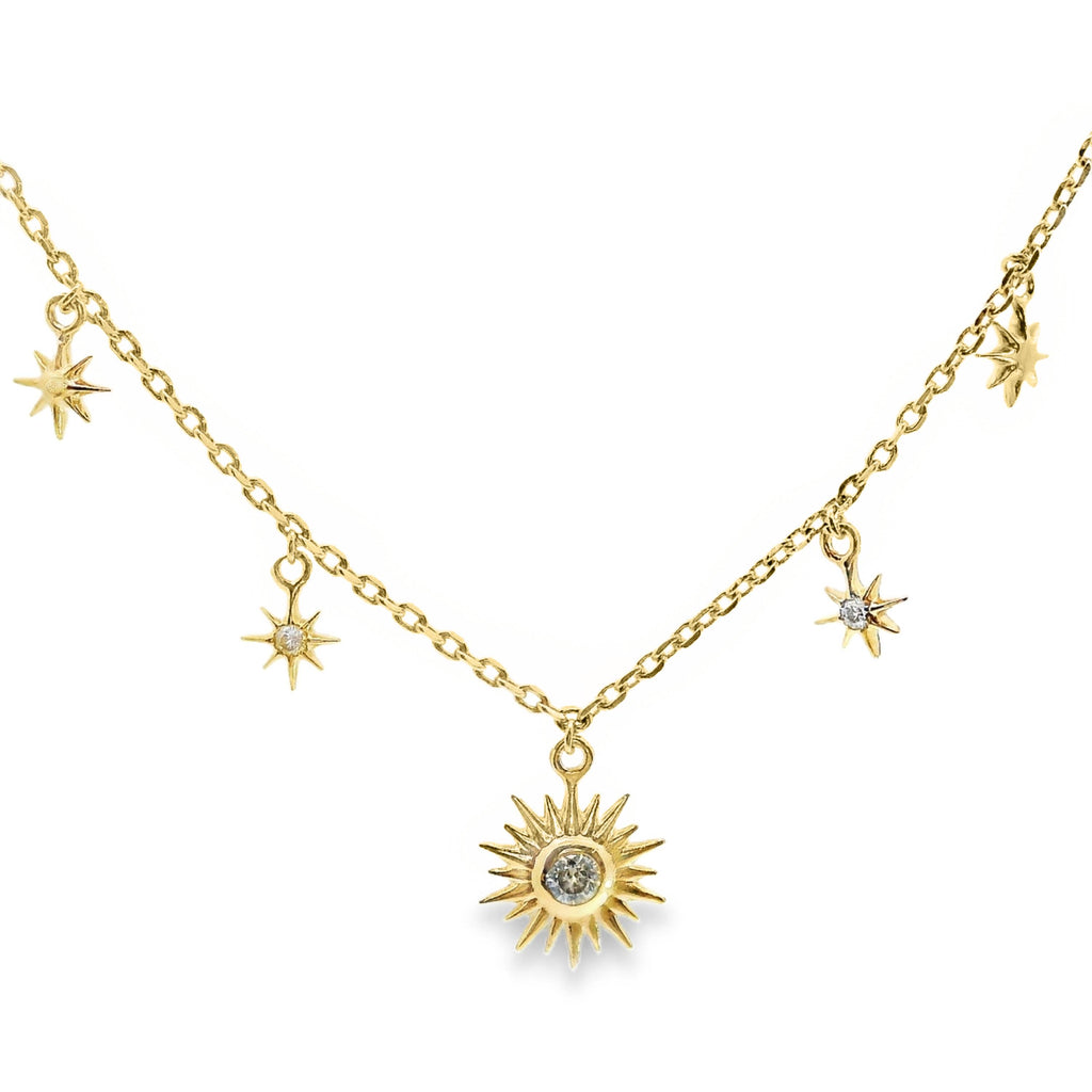 Aime-Toi 18ct Gold Plated Star And Sun Necklace