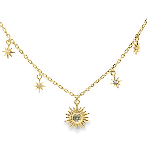 Aime-Toi 18ct Gold Plated Star And Sun Necklace