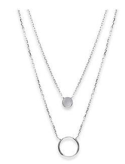 Aime-Toi Sterling Silver Layered Solid And Open Circle Necklace