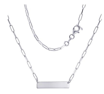 Sterling Silver Italian Long Cable ID Necklace 47cm
