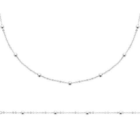 Sterling Silver Cable Chain Necklace With Ball Detail